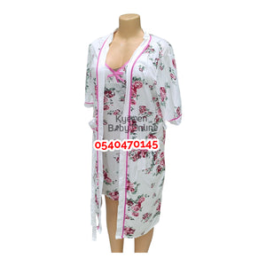 Breastfeeding Night Gown With Coat (Flower Suinier)