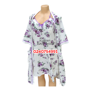 Breastfeeding Night Gown With Coat (Flower Suinier)