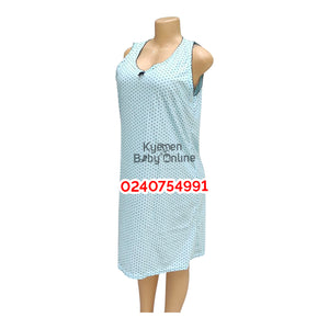 Breastfeeding Night Gown With Coat (Polka Dot) Blue