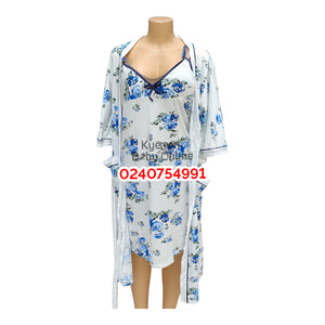 Breastfeeding Night Gown With Coat (Flower Suinier)