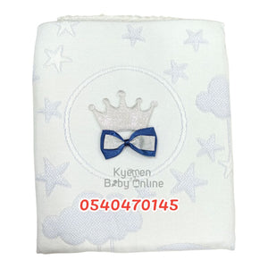 Baby Shawl / Blanket With Crown (Leylek) White