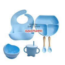 Load image into Gallery viewer, Silicone Baby Bib With Bowl, Cup And Cutlery (Dr. Annie) - Kyemen Baby Online
