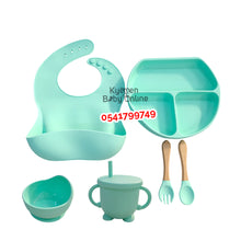 Load image into Gallery viewer, Silicone Baby Bib With Bowl, Cup And Cutlery (Dr. Annie) - Kyemen Baby Online
