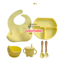 Load image into Gallery viewer, Silicone Baby Bib With Bowl, Cup And Cutlery (Dr. Annie) - Kyemen Baby Online
