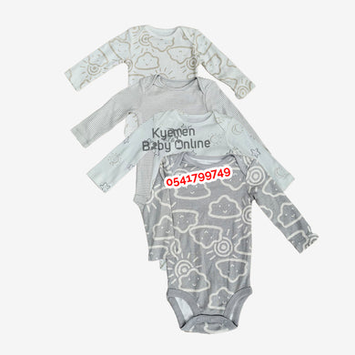 Carters Original Body Suit Long Sleeves Cloudy (4 pcs) - Kyemen Baby Online