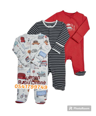 Baby Boy Sleep Suit / Sleep Wear / Overall (Mamas And Papas, 3Pcs)  0-3 Months. - Kyemen Baby Online