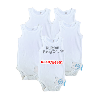 Baby Bodysuit Sleeveless (5 pcs White) Tedmimak - Kyemen Baby Online