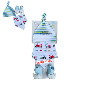 Baby Hat, Socks And Bib (3 piece set) Multicolored Alcapa. - Kyemen Baby Online