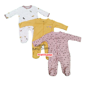 Baby Sleep Suit / Sleep Wear / Overall (Mamas And Papas Female 3pcs) 0-3 Months. - Kyemen Baby Online