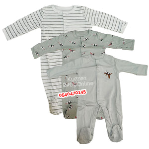 Baby Sleep Suit / Sleep Wear / Overall (Mamas And Papas Male 3Pcs)  0-3 Months. - Kyemen Baby Online