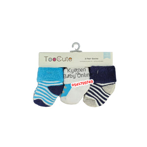 Baby Socks 3 Pairs (Too Cute) 0-6 Months