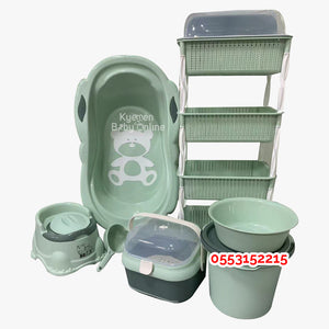 Baby Bath Set (With Bottle Rack And Item Rack With Cover) - Kyemen Baby Online