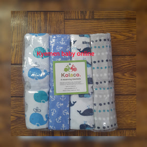 4 In 1 Coloured Cot Sheet / Receiving Blanket Kolaco (75cm * 75cm) - Kyemen Baby Online
