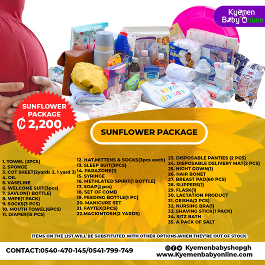 35 - Items Hospital Delivery List Package For Mother And Baby In Ghana (Sunflower) - Kyemen Baby Online