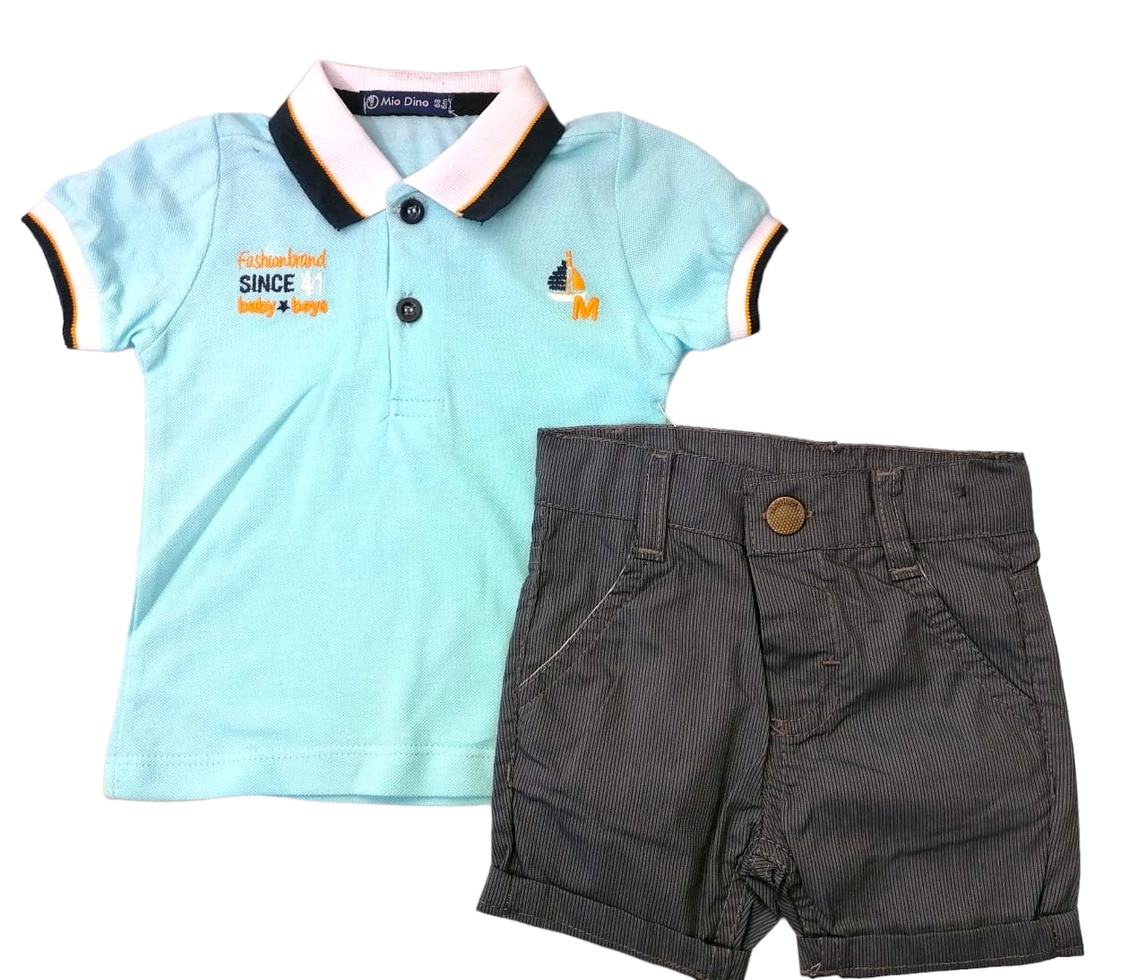 Baby Boy Lacoste Top and Material Shorts (Mio Dino) > Kyemen Baby Online