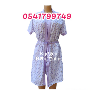 Breastfeeding Night Gown With Coat Multicolored flowers (Yimiasha) Purple - Kyemen Baby Online