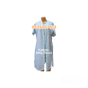 Breastfeeding Night Gown With Coat Multicolored flowers (Yimiasha) Blue - Kyemen Baby Online