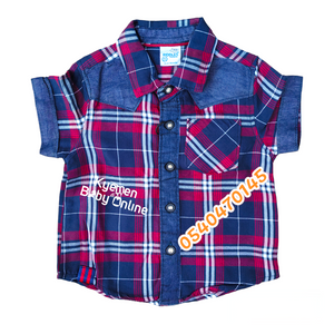 Baby Boy Top(Riddles) Red Checked - Kyemen Baby Online