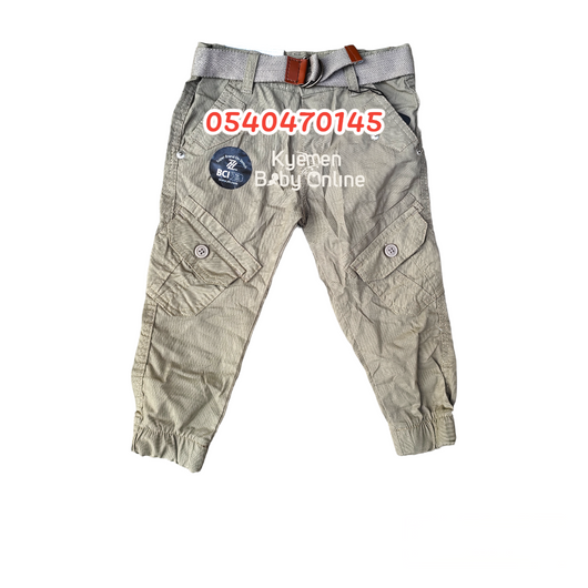 Baby Boy Multipocket Khaki Trousers With Belt (Z&H Fashion). - Kyemen Baby Online