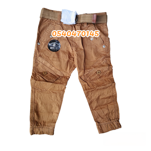 Baby Boy Multipocket Khaki Trousers With Belt (Z&H Fashion). - Kyemen Baby Online