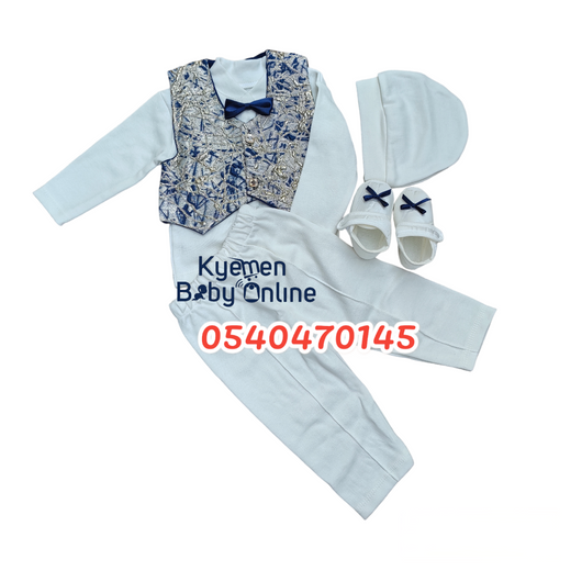 Baby Boy Christening Dress (Blue Shiny Coat) 0-5M Tiasis - Kyemen Baby Online