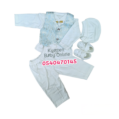 Baby Boy Christening Dress (Blue Coat One )0-5M Tiasis. - Kyemen Baby Online