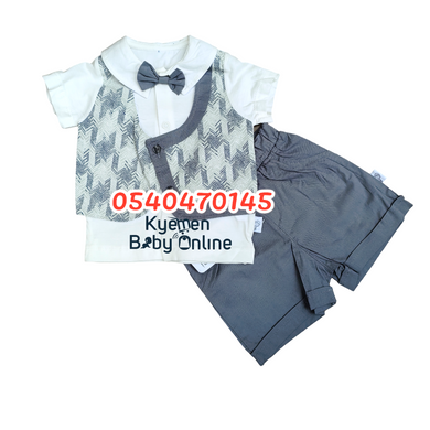 Jolly Joy Baby Boy Dress ( Top and Shorts) Grey 1 - Kyemen Baby Online