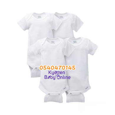 Baby Body Suit Short Sleeves (Gerber) White 4pcs - Kyemen Baby Online