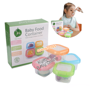 Baby Food Storage Containers / Bowls/ Mom & Pea Baby Blocks (4pcs) 120ml - Kyemen Baby Online