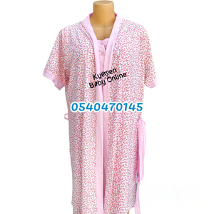 Breastfeeding Night Gown with coat Pink (Stars)