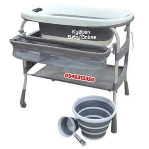 Baby Standing Bath Tub And Changer With Foldable Bucket And Pail