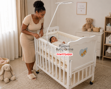Load image into Gallery viewer, 2 In 1 Baby Wooden Cot With Drawer (AY 659) Baby Bed / Baby Crib - White
