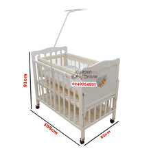 Load image into Gallery viewer, 2 In 1 Baby Wooden Cot With Drawer (AY 659) Baby Bed / Baby Crib - White
