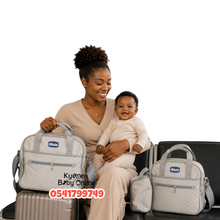 Load image into Gallery viewer, 4 In 1 Diaper Bag (Chicco Leather) Grey
