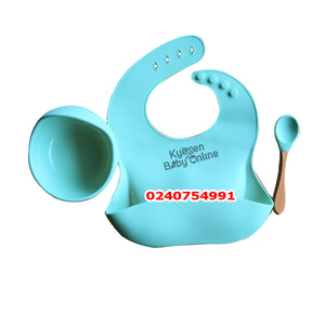 Silicon Baby Bib With Bowl And Spoon - Kyemen Baby Online