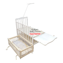 Load image into Gallery viewer, 2 In 1 Baby Wooden Cot With Drawer (AY 659) Baby Bed / Baby Crib White - Kyemen Baby Online
