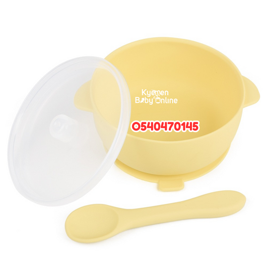 Baby Silicone Suction Bowl With Spoon And Lid (Dr.Annie's)