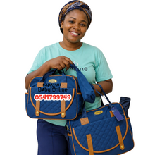 Load image into Gallery viewer, 3 In 1 Diaper Bag (Chicco Lines) Deep Blue - Kyemen Baby Online
