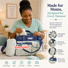 Load image into Gallery viewer, 3 In 1 Diaper Bag (Baby Sky Flowers) Deep Blue
