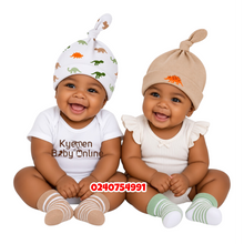 Load image into Gallery viewer, Baby Boy 2Pcs Knot Hat With 2Pcs of Socks (Dinasours) 0-6Months
