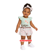 Load image into Gallery viewer, Baby Girl Bodysuit with Short and Headband (Flowers)
