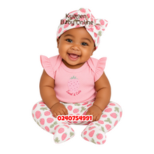 Load image into Gallery viewer, Baby Girl Bodysuit with Pant and  Hats (Sweet and Cute)
