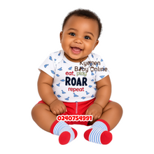 Load image into Gallery viewer, Baby Boy Bodysuit with Shorts and Socks (Roar)
