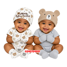 Load image into Gallery viewer, Baby Girl 2Pcs Hat With 3Pairs of Mittens (Papa Bear)
