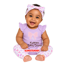 Load image into Gallery viewer, Baby Girl Bodysuit with Pant and  Headband (Purple)
