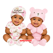 Load image into Gallery viewer, Baby Girl 2Pcs Hat With 3Pairs of Mittens (Mama Bear)
