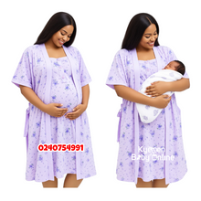 Load image into Gallery viewer, Wholesale - Breastfeeding Nighty With Coat / Front Open/ Yimiasha (Valley) - Kyemen Baby Online
