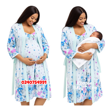 Load image into Gallery viewer, Wholesale - Breastfeeding Night Gown / Nighty With Coat 12-14 (Suinier Pollen) - Kyemen Baby Online
