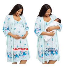 Load image into Gallery viewer, Wholesale - Breastfeeding Night Gown / Nighty With Coat 12-14 ( Suinier Dotty) - Kyemen Baby Online
