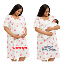 Load image into Gallery viewer, Wholesale - Breastfeeding Nighty Front Open (Peach With Cream) 3XL - Kyemen Baby Online
